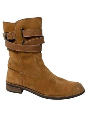 BUSSOLA Sevilla Suede Leather Moto Strap Boots 38